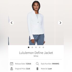 Lululemon Define Jacket *Luon* in White